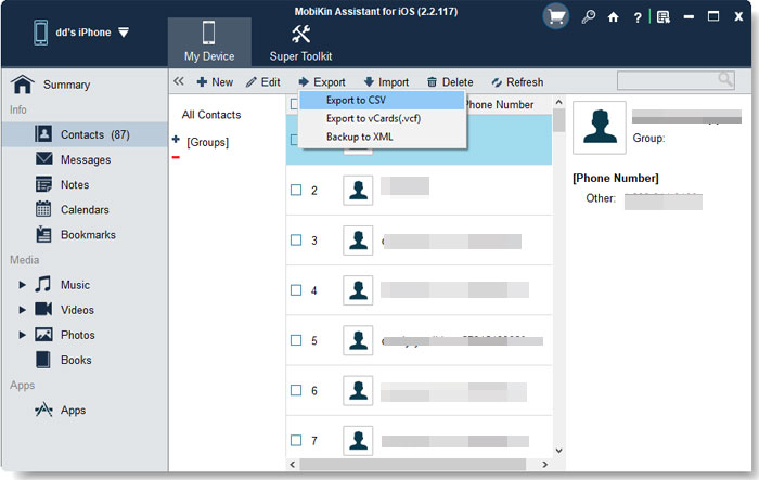 Exportar archivos de iPhone a PC