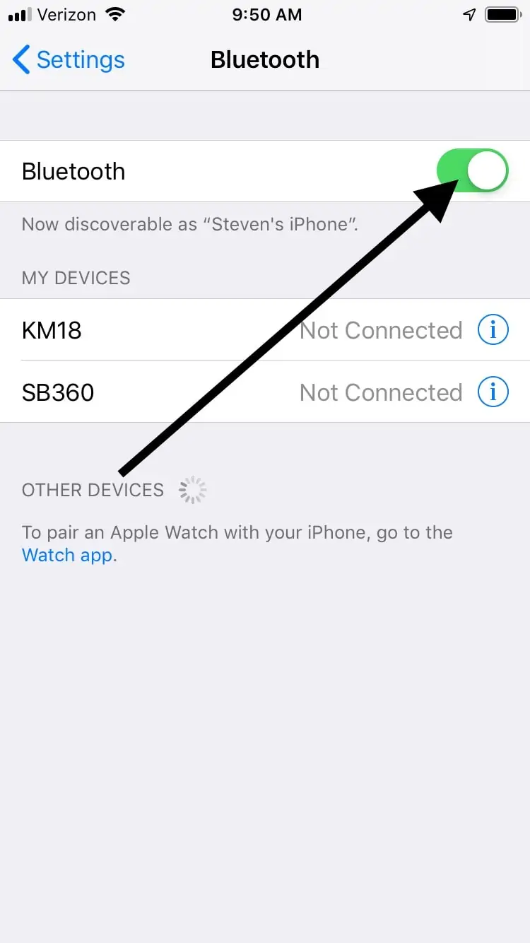 Configuración de Bluetooth de iPhone