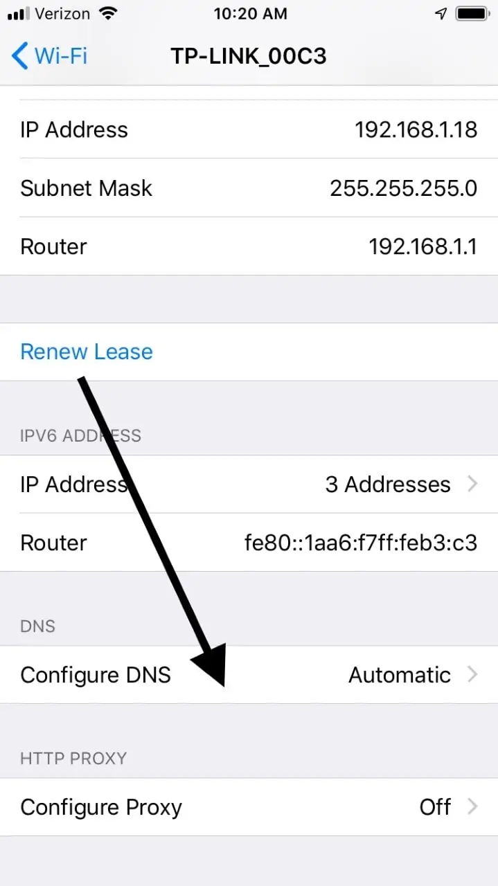 iPhone Configurar DNS