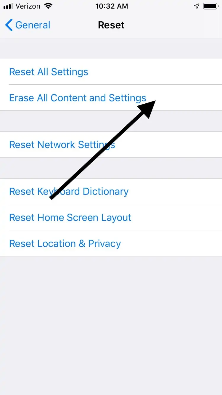 iPhone borre todo el contenido y la configuración