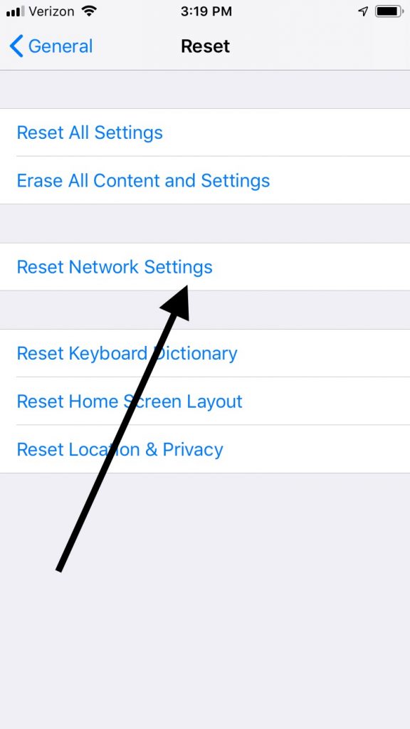Restablecer la configuración de la red para el error de activación de iMessage