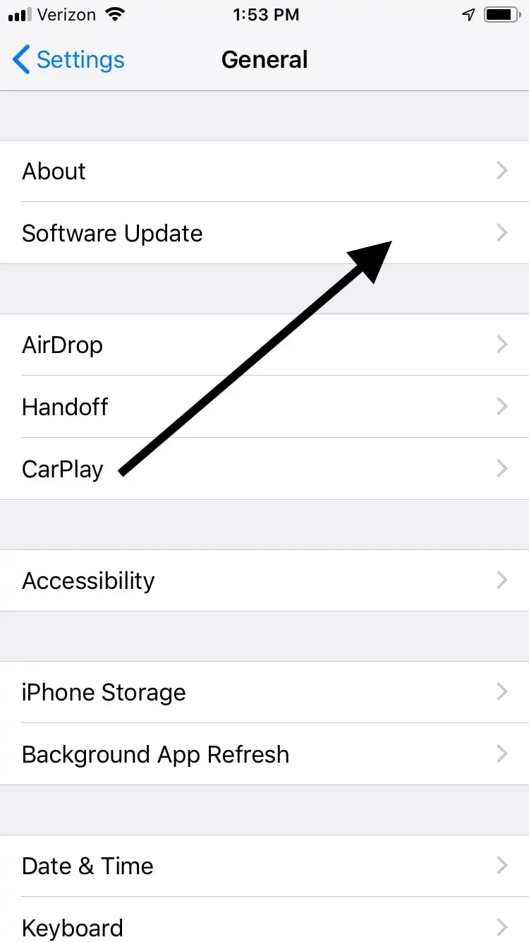 Actualización de software de iPhone