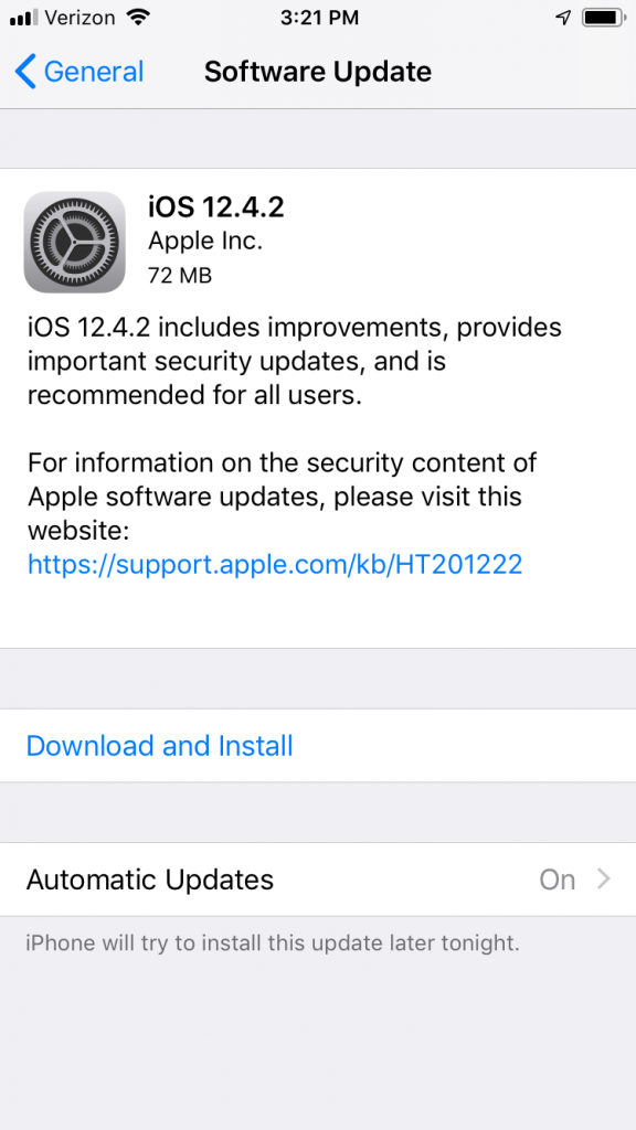 Actualización de software para el error de activación de iMessage