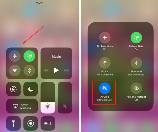 Encienda AirDrop en ambos iPhones