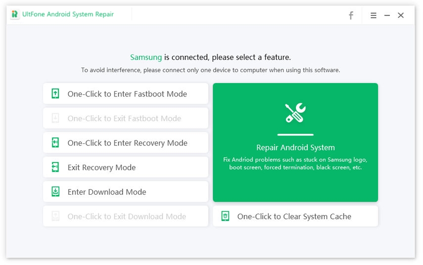 Interfaz de reparación del sistema de Android Ultfone