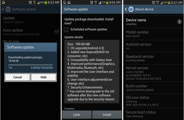 Actualización de la versión del sistema operativo Android