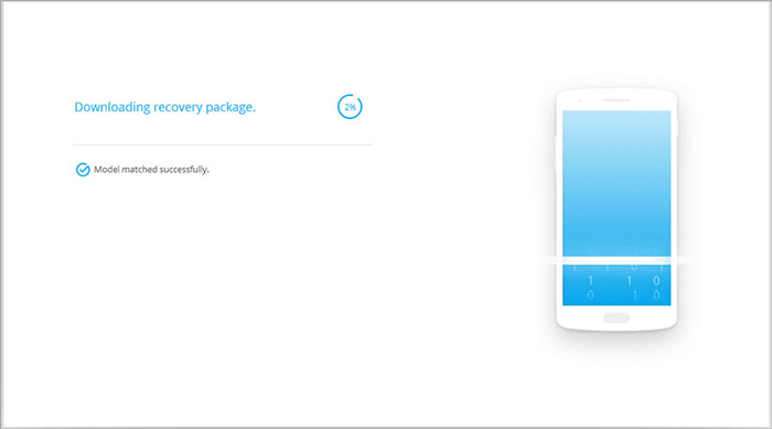 Una vez que haya configurado con éxito su dispositivo Android en el modo de descarga, el software descargará (automáticamente) un paquete de recuperación en su dispositivo Android. Espere hasta que se complete este proceso.