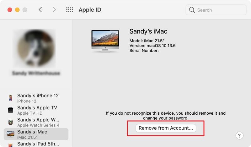 Eliminar el dispositivo de Apple ID usando Mac 