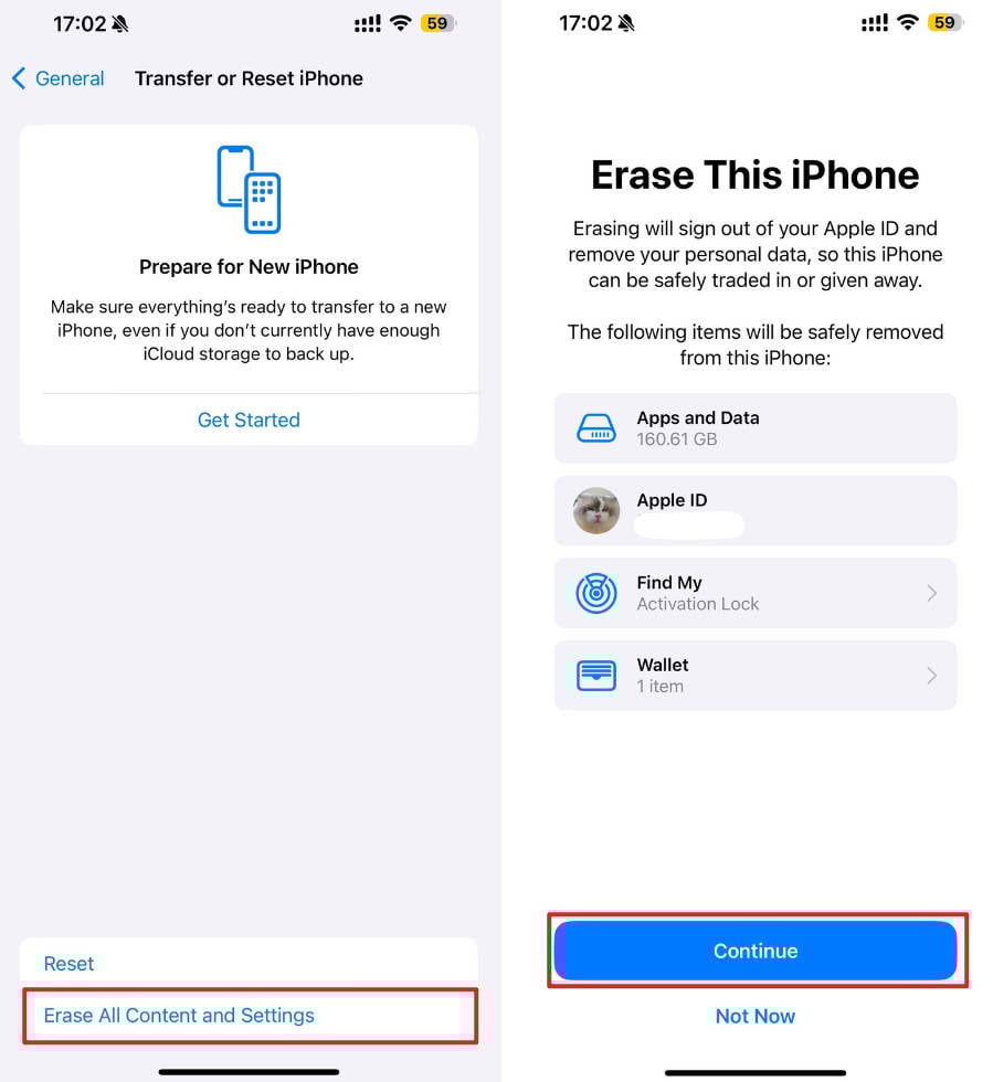borrar todo el contenido y la configuración iPhone