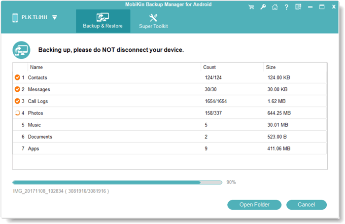 Iniciar copia de seguridad de la música Android