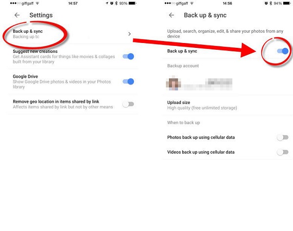 Deshabilitar copia de seguridad y sincronización para detener la copia de seguridad de Google Photos