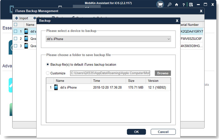 Haga una copia de seguridad de los datos de iOS a la computadora a granel