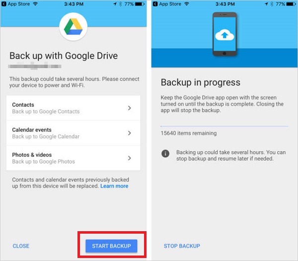 Realice una copia de seguridad de iPhone sin iCloud usando Google Drive