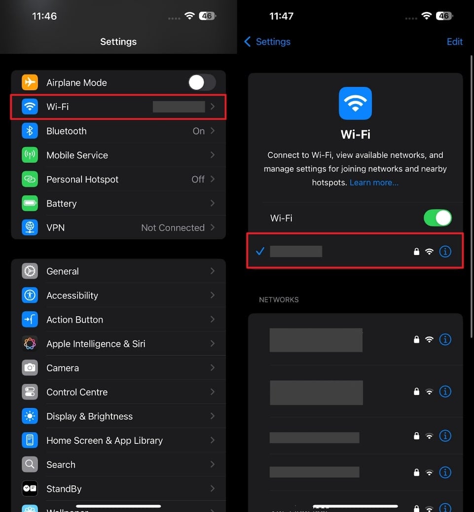 alternar WiFi y conectarse con la red