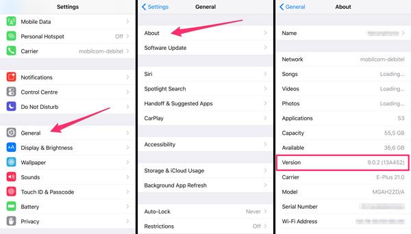 Revise la versión de iOS
