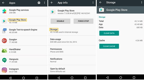 borrar el caché de Google Play Store
