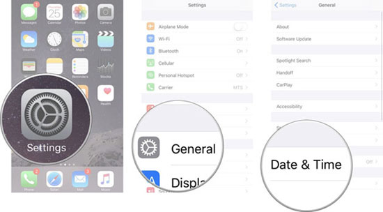 Configure la fecha y la hora correctas en el iPhone