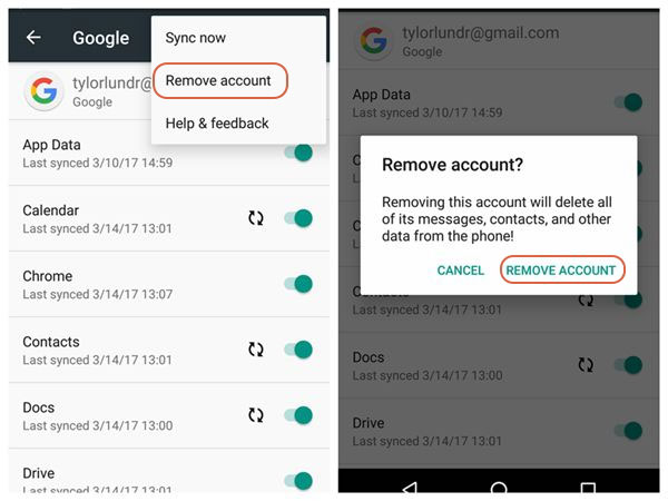 Eliminar la cuenta de Google para evitar que Google Photos se retroceda