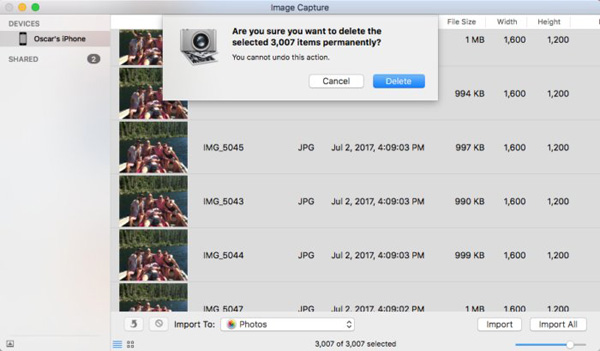Eliminar fotos de HEIC en Mac con captura de imágenes