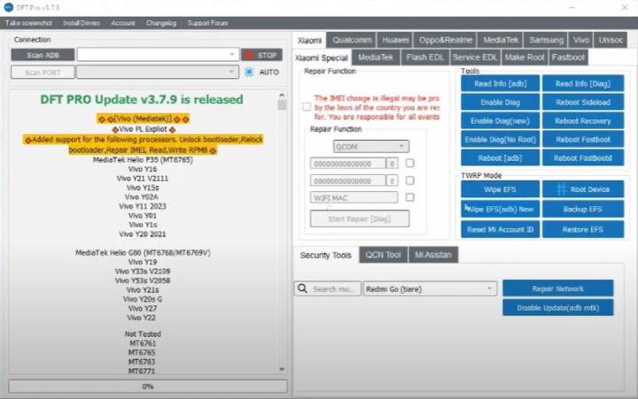 modelos compatibles con la herramienta DFT Pro