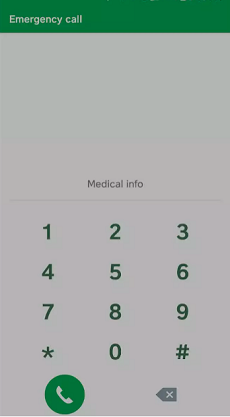 Pantalla de marcación de llamadas de emergencia
