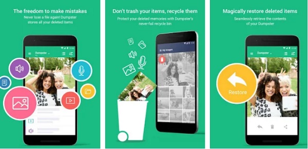 Aplicación de recuperación de archivos de Android como contenedor de reciclaje de contenedores