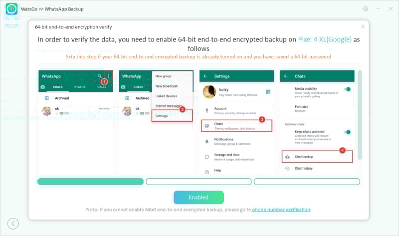 Continuar con la copia de seguridad de chat Android