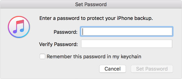 Establecer contraseña para la copia de seguridad de iTunes