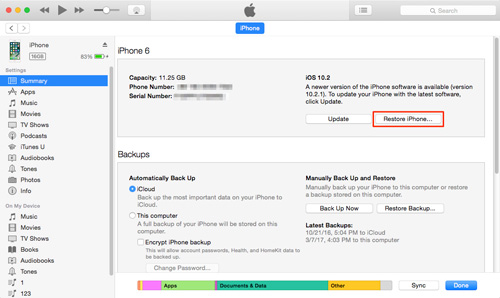 Restaurar iPhone de iTunes