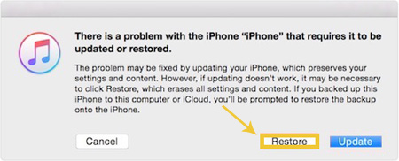 Elimine el código de contraseña de iPhone restaurando el dispositivo con iTunes
