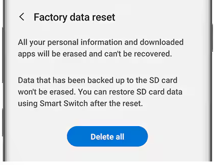 Cómo borrar los datos del teléfono Android por reinicio de fábrica
