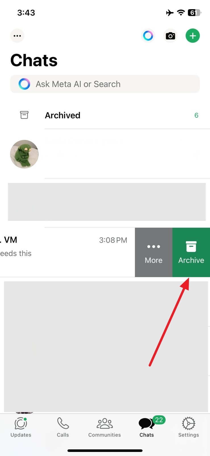 Swipe para obtener la función de archivo