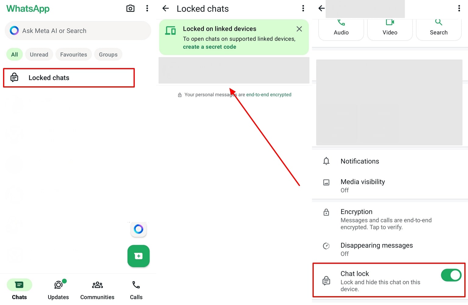 Apague el bloqueo de chat Android