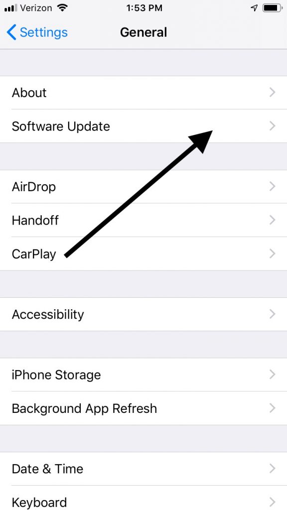 Actualización de software de iPhone 