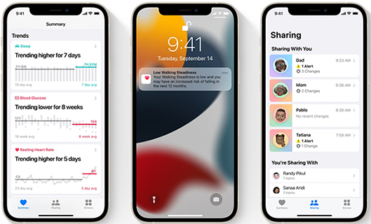 iOS 16 Salud y estado físico