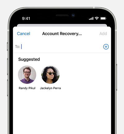 Seleccione el contacto como el contacto de recuperación en iOS 16