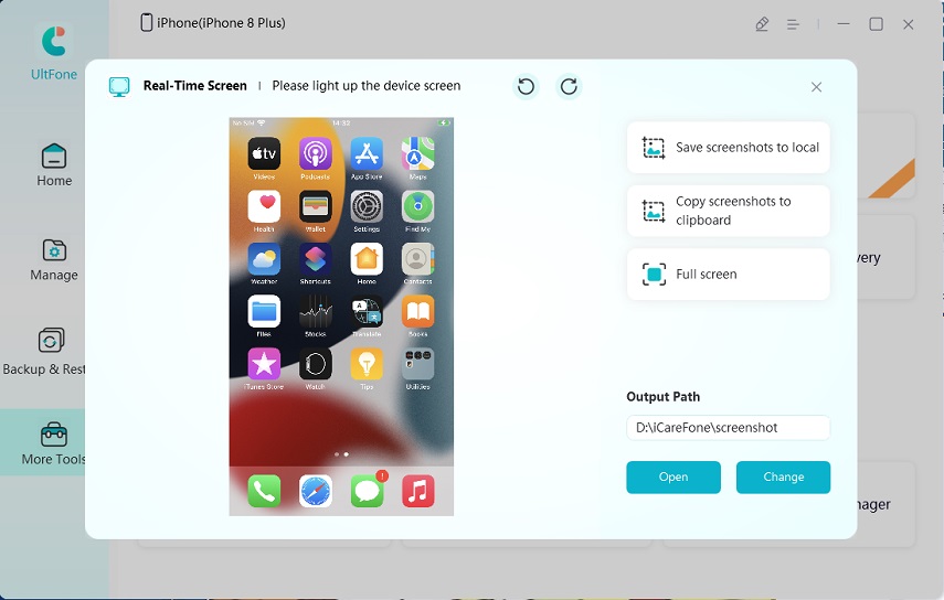 La pantalla de iPhone aparece en la computadora