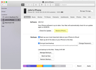 iPhone atascado al verificar la actualización a través de restauración con iTunes