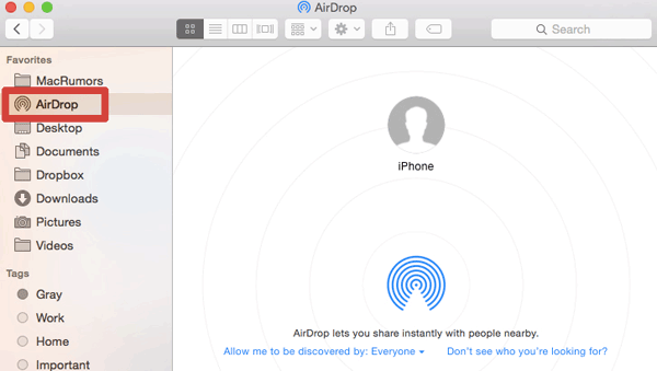 Transferir de iPhone a Mac con Airdrop