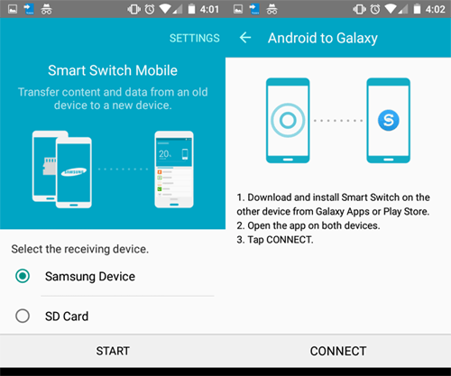 Transfiera datos de ZTE a Samsung Galaxy usando Smart Switch