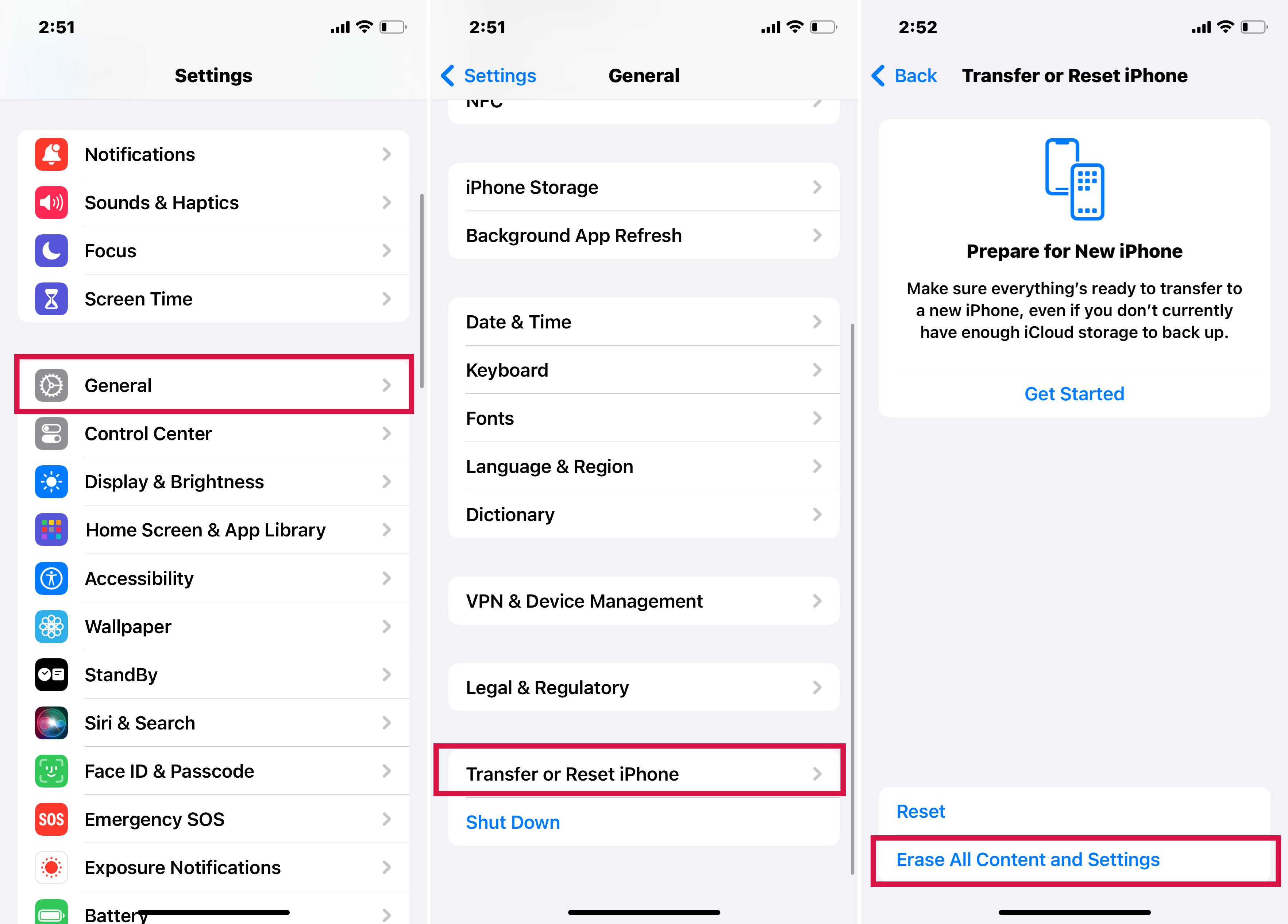 Borrar todo el contenido y la configuración en iPhone