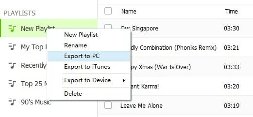 Exportar canciones en el iPhone 7 Back to Win 7 PC
