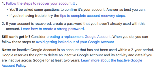 recuperar la cuenta de Gmail eliminada de la página de recuperación de la cuenta de Google
