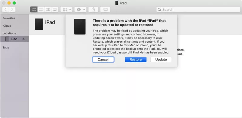 Restoe iPad usando el modo de recuperación