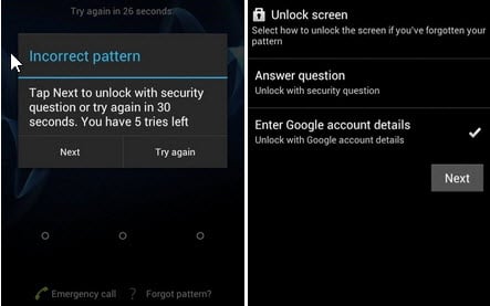 Desbloquee el bloqueo de patrones en la pestaña Samsung Galaxy