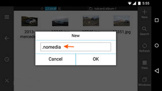 Eliminar el archivo Nomedia