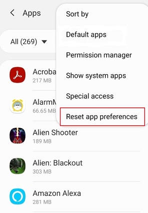 Restablecer las preferencias de la aplicación