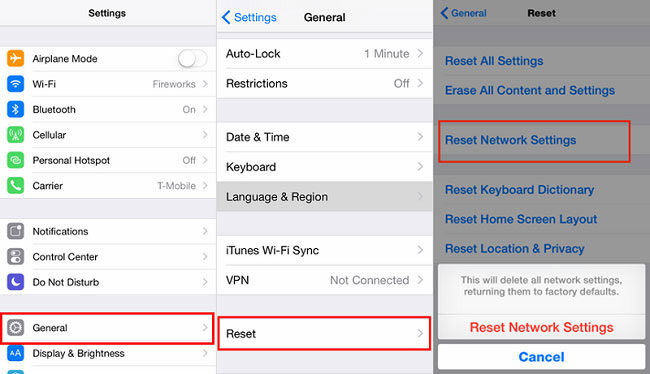 Restablecer la configuración de la red para apagar Encuentra mi iPhone