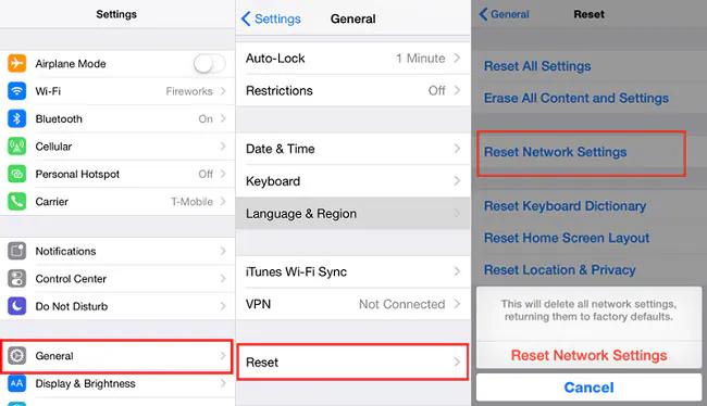 Restablecer la configuración de la red de iPhone