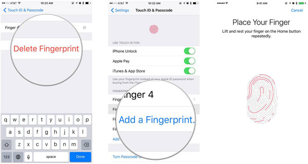 Falló en la identificación del toque de iPhone agregando una nueva huella digital